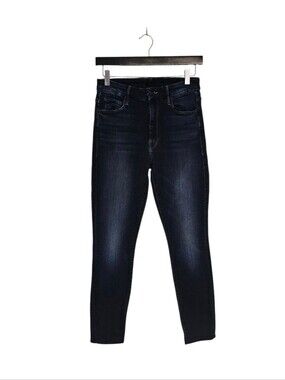 MOTHER High Waisted Looker Ankle Fray Skinny Dark Blue Last Call Jeans 27